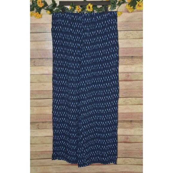 Banana Republic Wide Leg Pant Blue Geometric High Rise Elastic Waist Size XL - Picture 2 of 9